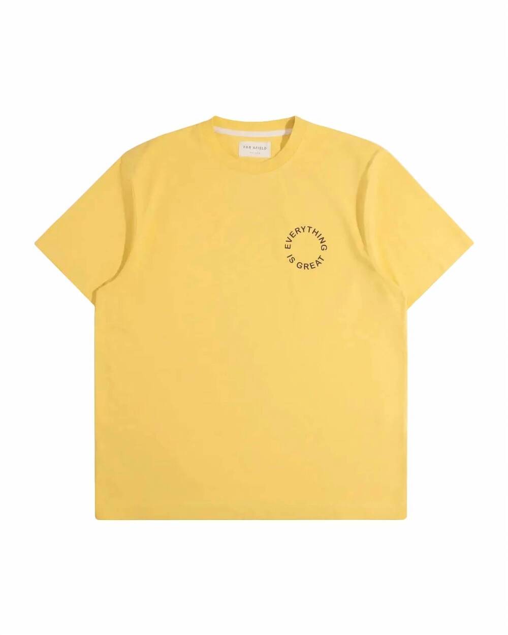 NEW FAR AFIELD men's graphic short sleeved t-shirt in yellow